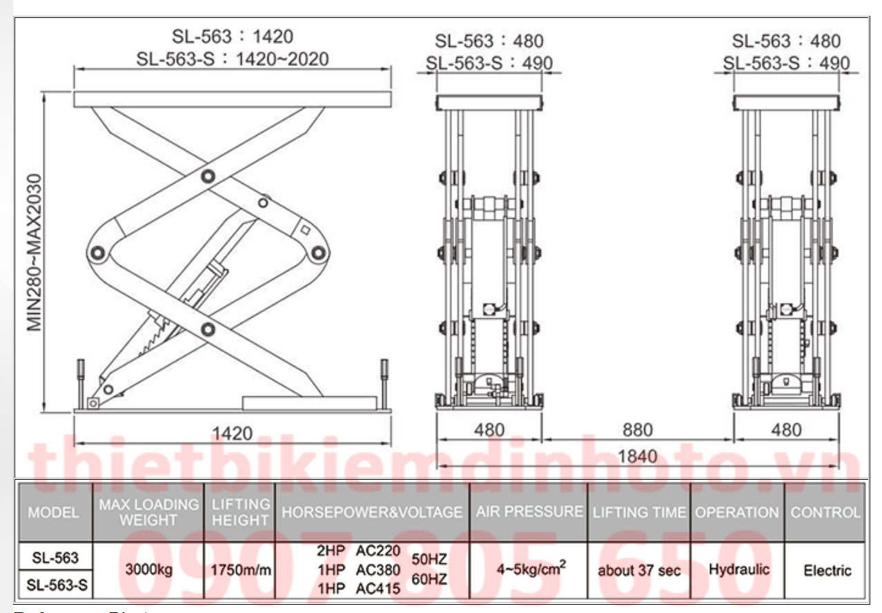cầu nâng cắt kéo nâng bụng SL-563S